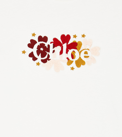 Chloé Logo-embroidered Organic Cotton T-shirt In White