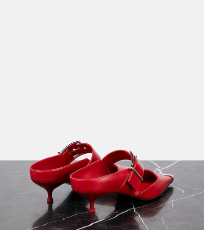 Shop Alexander Mcqueen Punk 40 Leather Mules In Red