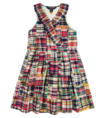 Shop Polo Ralph Lauren Checked Tiered Cotton Dress In Multicoloured
