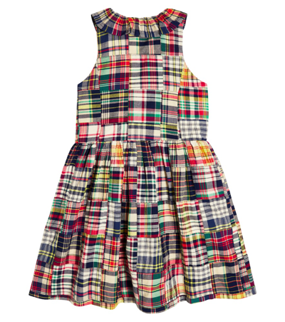 Shop Polo Ralph Lauren Checked Tiered Cotton Dress In Multicoloured