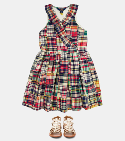 Shop Polo Ralph Lauren Checked Tiered Cotton Dress In Multicoloured