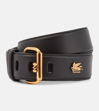 Shop Etro Leather Belt In Black