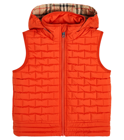 Shop Burberry Logo Puffer Vest In Red