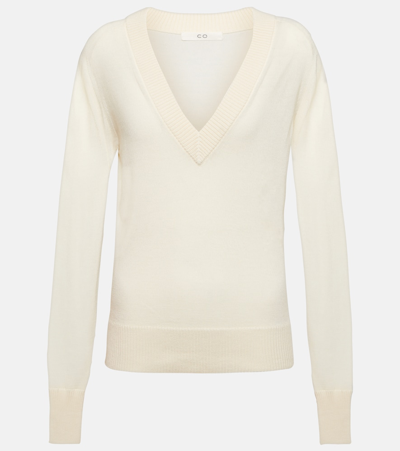 Shop Co V-neck Cashmere Sweater In White