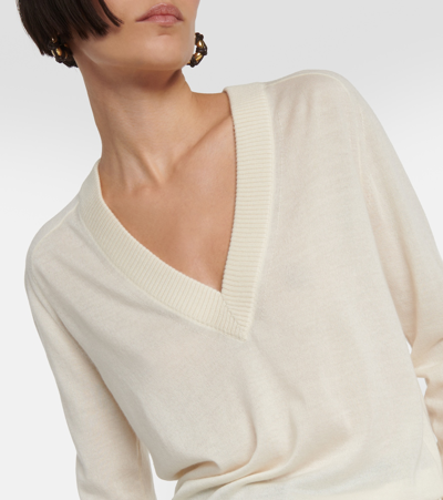 Shop Co V-neck Cashmere Sweater In White