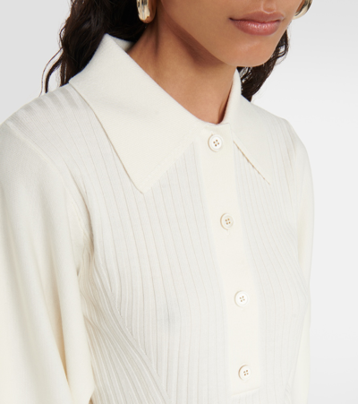 Shop Chloé Ribbed-knit Wool Sweater In White