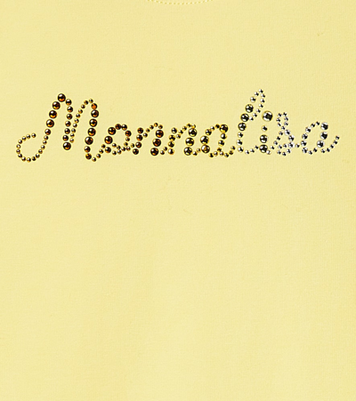 Monnalisa Logo Cotton Top In Yellow