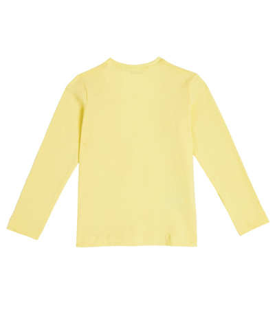 Monnalisa Logo Cotton Top In Yellow