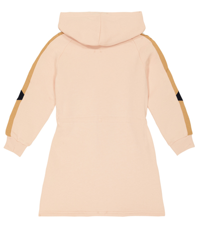 Chloé Girls Pink Organic Cotton Hooded Logo Dress In Pink