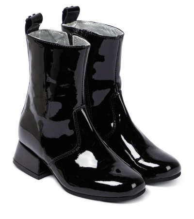 Shop Monnalisa Patent Leather Boots In Black