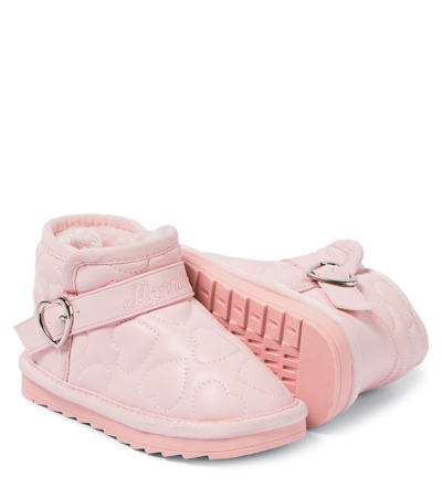 Monnalisa Quilted Faux Leather Boots In Pink