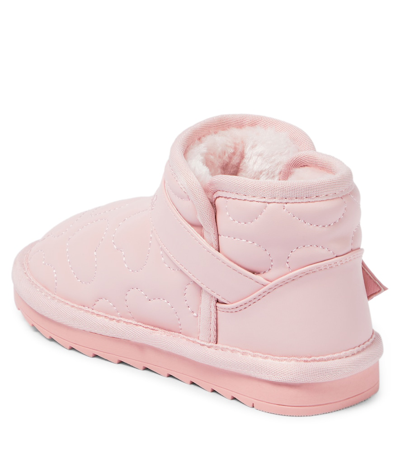 Monnalisa Quilted Faux Leather Boots In Pink