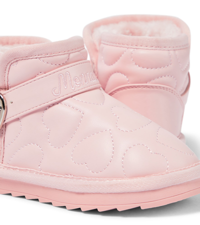 Shop Monnalisa Quilted Faux Leather Boots In Pink