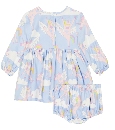 Stella Mccartney Baby Printed Jersey Dress And Bloomers In Blue