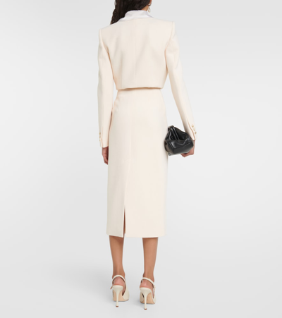 Alessandra Rich Cropped Jacket In Bouclé Tweed In White