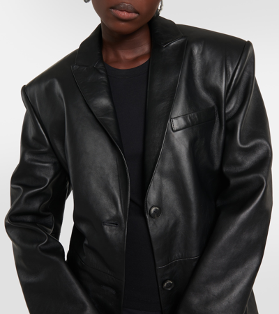 Shop The Mannei Jafr Tailored Leather Blazer In Black