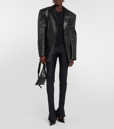 Shop The Mannei Jafr Tailored Leather Blazer In Black