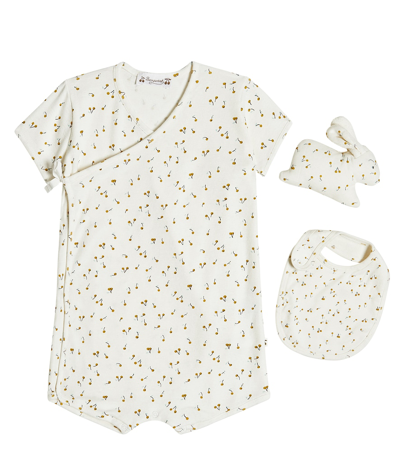 Shop Bonpoint Baby Cado Set Of Cotton Playsuit And Bib In Multicoloured