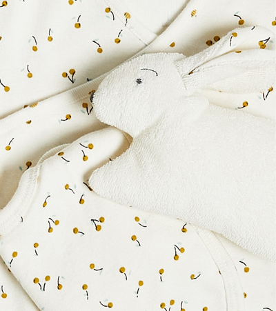 Bonpoint Baby Cado Set Of Cotton Playsuit And Bib In Multicoloured