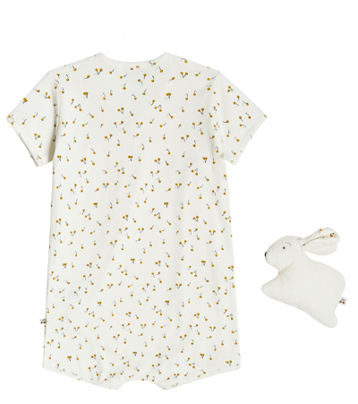 Bonpoint Baby Cado Set Of Cotton Playsuit And Bib In Multicoloured