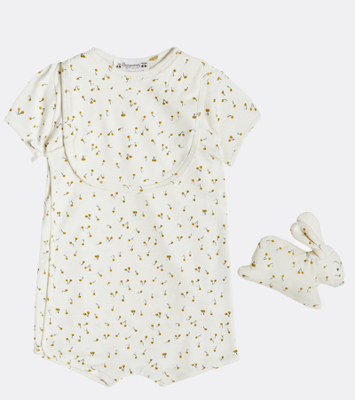 Bonpoint Baby Cado Set Of Cotton Playsuit And Bib In Multicoloured