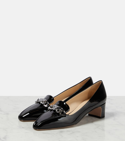 Prada Embellished Patent Leather Pumps In Black