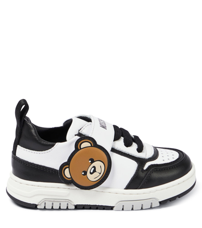 Shop Moschino Teddy Bear Leather Sneakers In Multicoloured