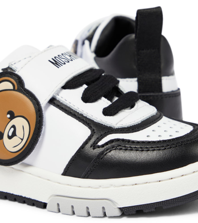Shop Moschino Teddy Bear Leather Sneakers In Multicoloured