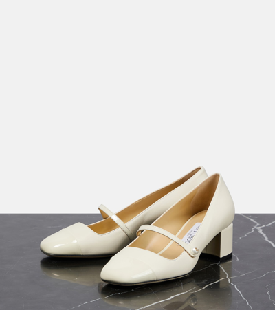 Jimmy Choo Elisa Woven Patent Mary Jane Ballerina Pumps In Neutrals
