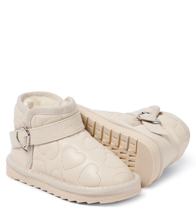 Monnalisa Heart-motif Ankle Boots In Beige