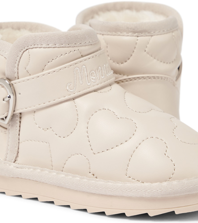 Monnalisa Heart-motif Ankle Boots In Beige