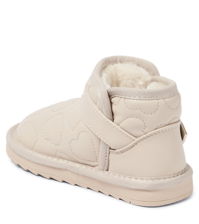 Monnalisa Heart-motif Ankle Boots In Beige