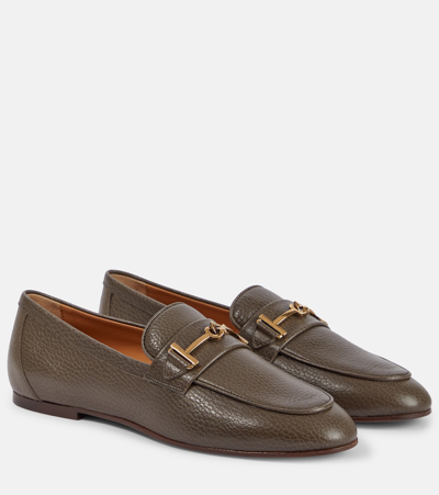 Shop Tod's Leather Loafers In Brown