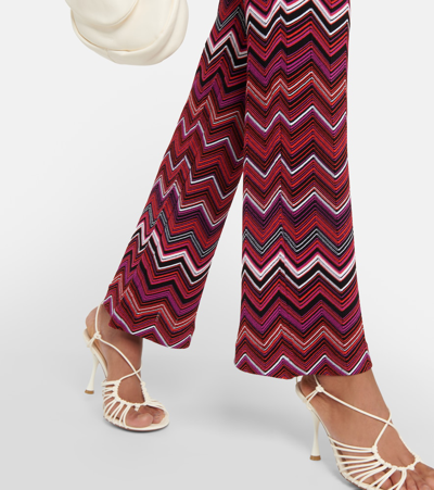 锯齿图案高腰直筒裤