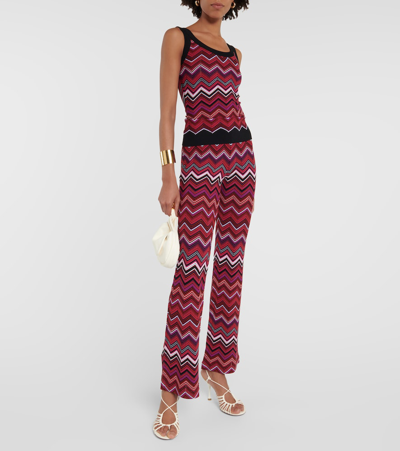 Shop Missoni Zig-zag High-rise Flared Pants In Pink