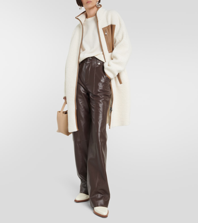 Bogner Nani High-neck Wool-blend Fleece Long Jacket In White