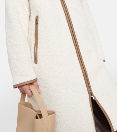 Bogner Nani High-neck Wool-blend Fleece Long Jacket In White