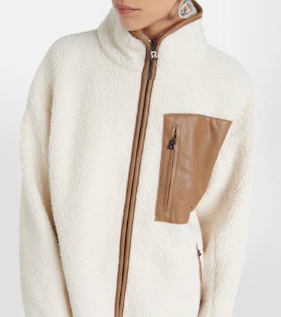 Bogner Nani High-neck Wool-blend Fleece Long Jacket In White