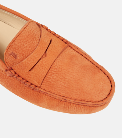 Shop Tod's Gommino Leather Moccasins In Orange
