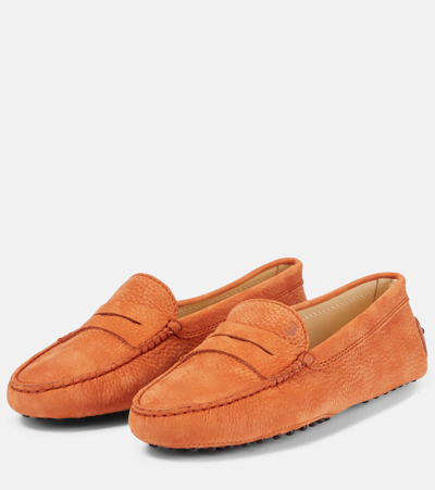 Shop Tod's Gommino Leather Moccasins In Orange