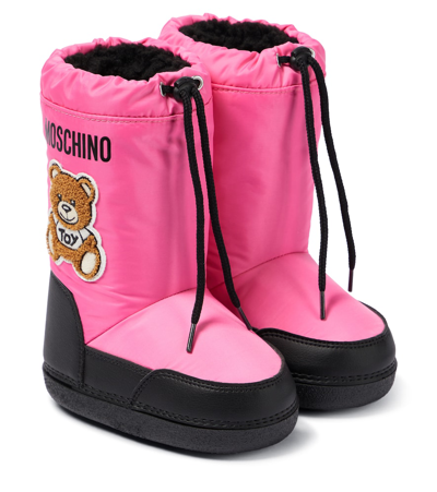 Shop Moschino Teddy Bear Snow Boots In Pink