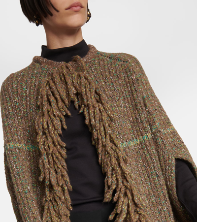 Shop Stella Mccartney Fringed Poncho In Multicoloured