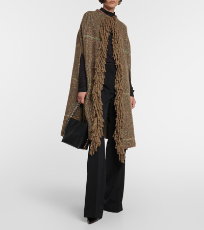 Stella Mccartney + Net Sustain Oversized Fringed Recycled Cotton-blend Cape In Multicoloured