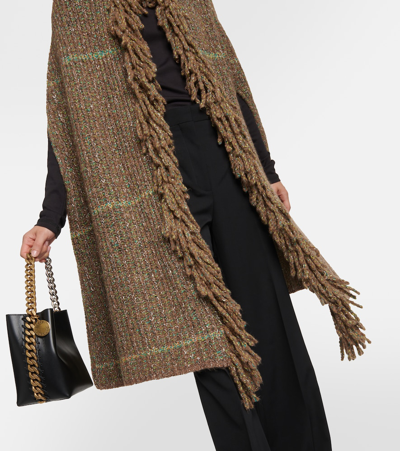 Stella Mccartney + Net Sustain Oversized Fringed Recycled Cotton-blend Cape In Multicoloured