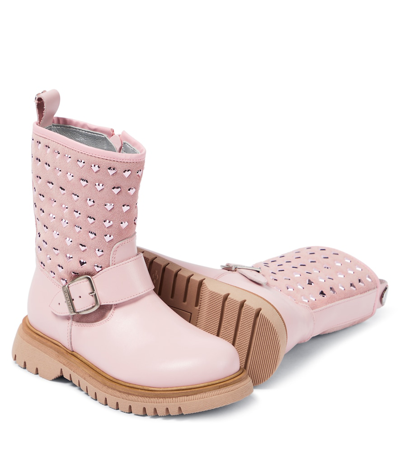 Monnalisa Suede Boots In Pink