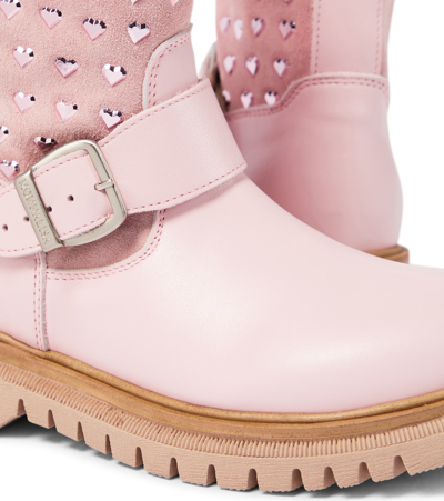 Shop Monnalisa Suede Boots In Pink