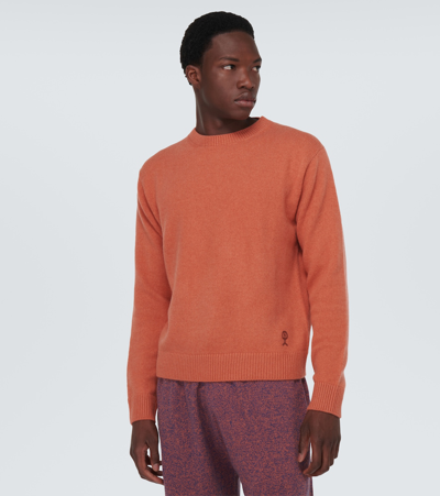 Shop The Elder Statesman Embroidered Cashmere Sweater In Orange