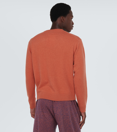 Shop The Elder Statesman Embroidered Cashmere Sweater In Orange