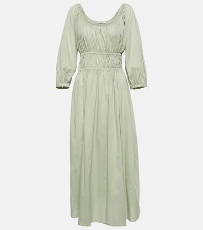 Shop Asceno Andros Cotton Midi Dress In Green