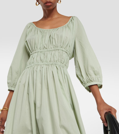 Shop Asceno Andros Cotton Midi Dress In Green